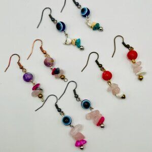 Set 14: 3pc Handmade Earring Set - #14 Boho Protection Crystal Quad
